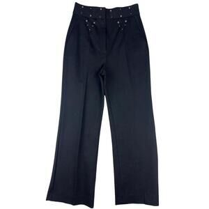 Sandro Embellished Wide Leg Trousers Black Size FR 36 | 4 US
